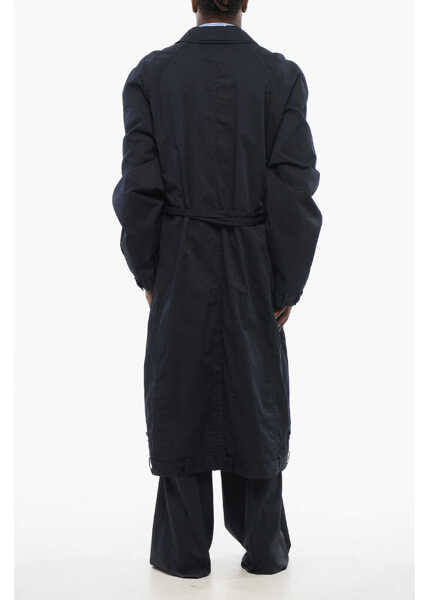 Paltoane Balenciaga Lined Cotton Unisex Trench Coat With Hidden Buttoning Blue Barbati (BM 18401713) 2