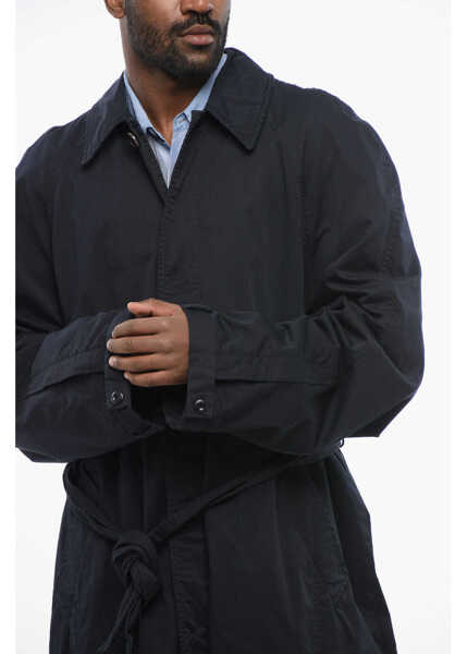 Paltoane Balenciaga Lined Cotton Unisex Trench Coat With Hidden Buttoning Blue Barbati (BM 18401713) 3