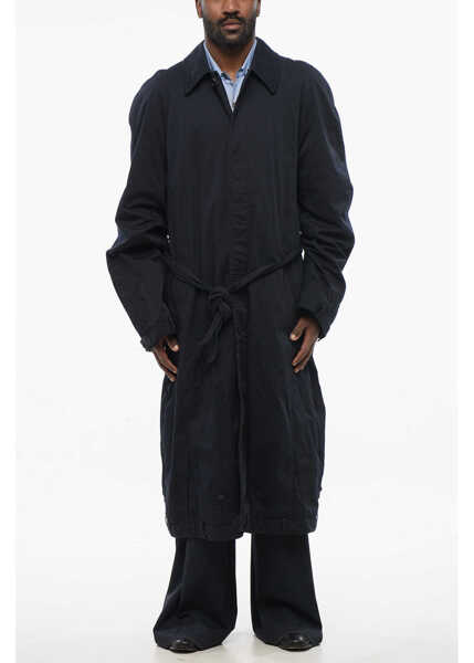 Paltoane Balenciaga Lined Cotton Unisex Trench Coat With Hidden Buttoning Blue Barbati (BM 18401713) 1