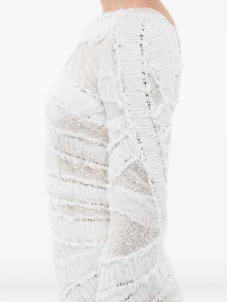 Rochii scurte Balmain Sequined Mini Dress With Low Back White Femei (BM 18401716) 4