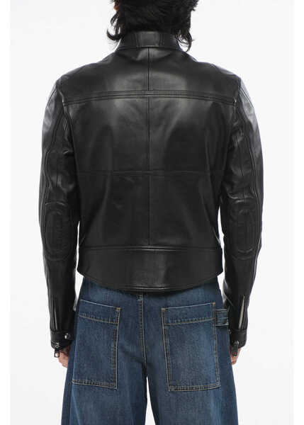 Geci de piele Dolce & Gabbana Leather Jacket With Zipped Sleeves Black Barbati (BM 18401725) 2