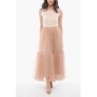 Fuste lungi Dama - Fuste lungi Dior Mesh Long Circle Skirt Pink Femei (BM 18401731) - B-mall.ro
