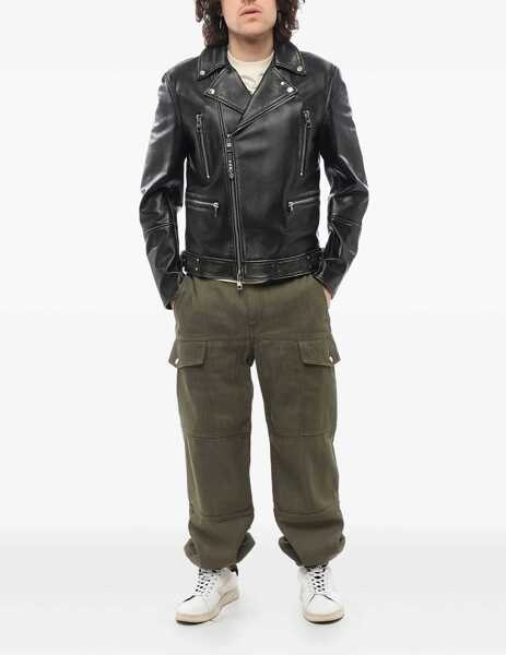 Geci biker Alexander McQueen Vintage Effect Leather Biker Jacket Black Barbati (BM 18401740) 2