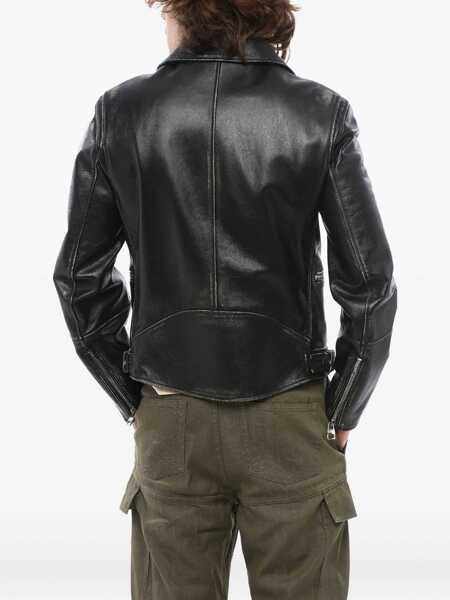 Geci biker Alexander McQueen Vintage Effect Leather Biker Jacket Black Barbati (BM 18401740) 3