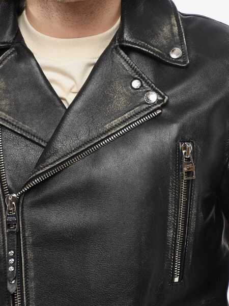 Geci biker Alexander McQueen Vintage Effect Leather Biker Jacket Black Barbati (BM 18401740) 4