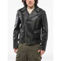 Geci biker Vintage Effect Leather Biker Jacket Barbati