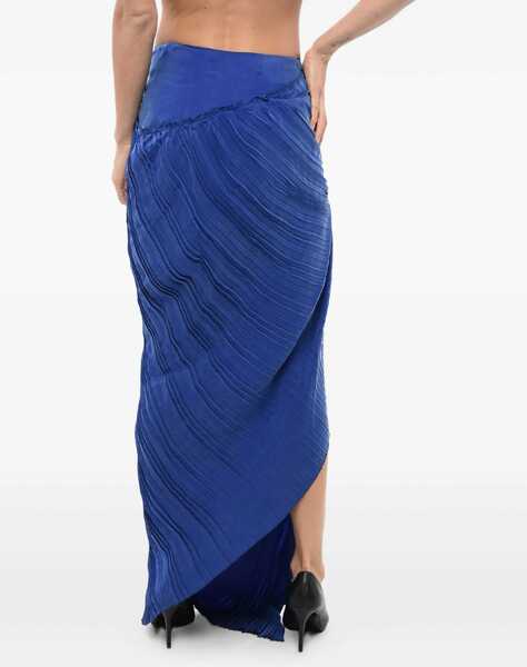 Fuste lungi Balmain Asymmetric Skirt With Draped Design Blue Femei (BM 18401755) 3