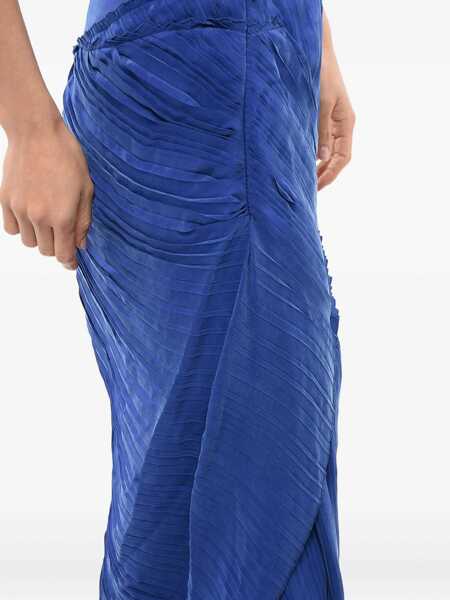 Fuste lungi Balmain Asymmetric Skirt With Draped Design Blue Femei (BM 18401755) 4