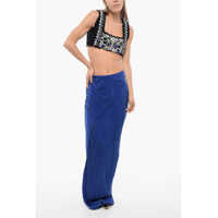 Fuste lungi Dama - Fuste lungi Balmain Asymmetric Skirt With Draped Design Blue Femei (BM 18401755) - B-mall.ro