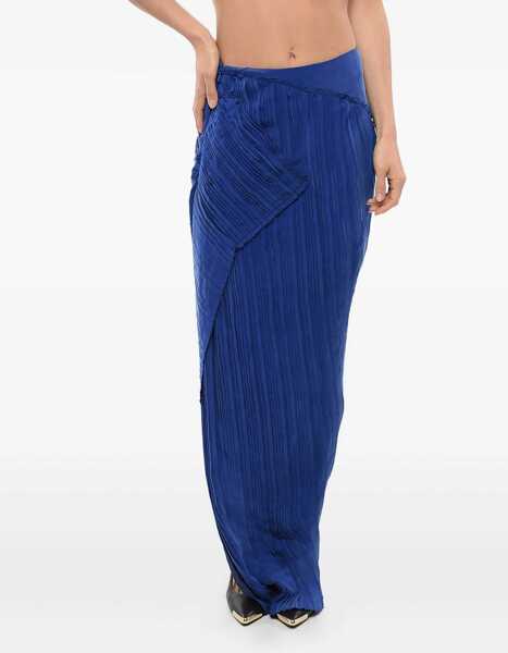 Fuste lungi Balmain Asymmetric Skirt With Draped Design Blue Femei (BM 18401755) 1