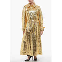 Trenciuri Wrinkled Effect Lamè Fabric Trenchcoat Femei