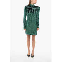Rochii scurte Long Sleeved Devore-Velvet Dress Femei
