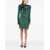 Balmain Long Sleeved Devore-Velvet Dress Green