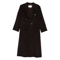 Paltoane Brown Double-Breasted Coat With Peak Revers In Wool And Cashmere Woman Femei