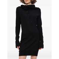 Imbracaminte THE ATTICO Dama - Rochii THE ATTICO Black Mini Dress With Cowl Neck And Flared Sleeves In Wool And Cashmere Woman Black Femei (BM 18402411) - B-mall.ro