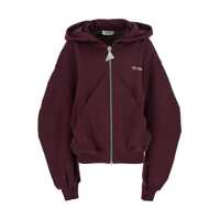 Pulovere Bordeaux Cropped Sweatshirt With Fixed Hood And Logo Lettering On The Front In Cotton Woman Femei