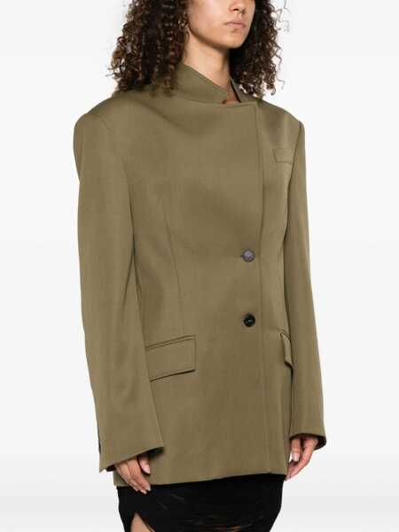 Sacouri THE ATTICO Green Jacket With Asymmetric Closure On The Front In Wool Woman GREEN Femei (BM 18402426) 3
