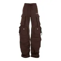 Pantaloni de trening Brown Cargo Pants With Elastic Drawstring Waist And Logo Lettering On The Front In Cotton Woman Femei