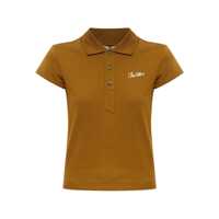 Tricouri Polo Green Polo Shirt With Classic Collar And Logo Lettering Embroidery On The Front In Cotton Jersey Woman Femei