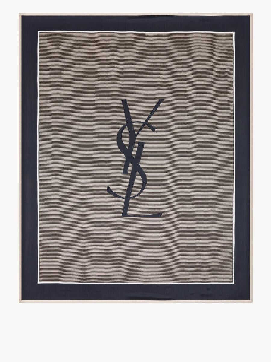 Esarfe Saint Laurent Cassandre Striped Stole WHITE Femei (BM 18402504) 1