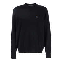 Topuri 'Alex' Black Crewneck Sweater With Orb Logo Detail On The Front In Wool And Cashmere Woman Barbati