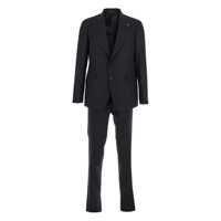 Costume Black Single-Breasted Suit With Peak Revers In Wool Stretch Man Barbati