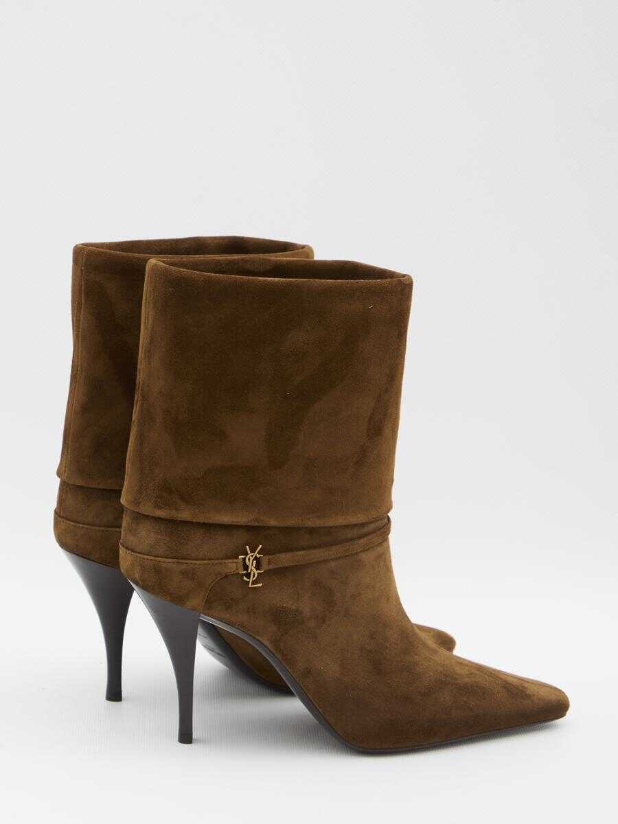 Bocanci Saint Laurent Suede Niki Boots Beige Femei (BM 18403479) 3