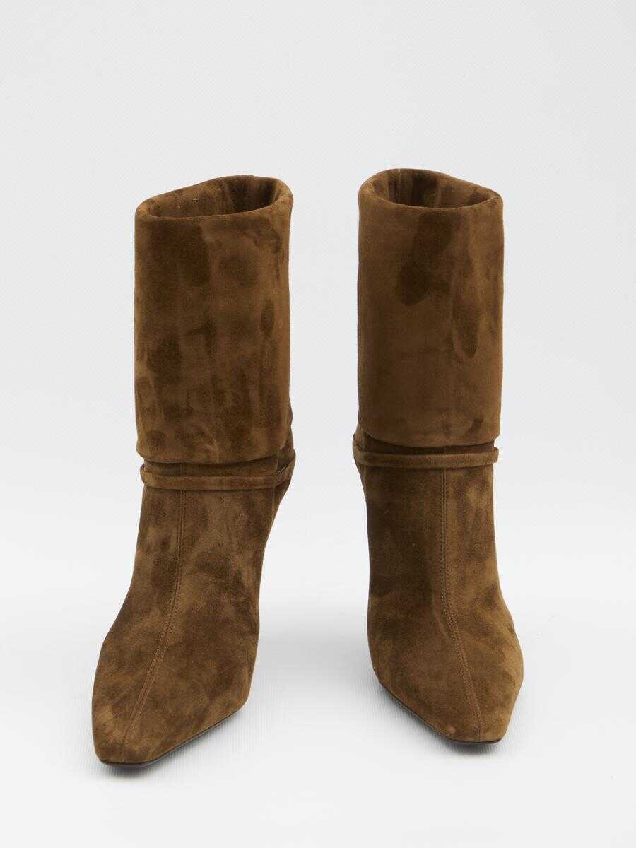 Bocanci Saint Laurent Suede Niki Boots Beige Femei (BM 18403479) 5