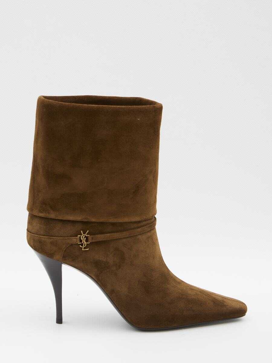 Bocanci Saint Laurent Suede Niki Boots Beige Femei (BM 18403479) 1