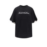 Tricouri Dolce & Gabbana Women`S Black Embroidered Logo Crewneck T-Shirt Femei