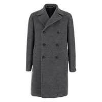 Paltoane 'Arden' Grey Double-Breasted Coat With Notched Revers In Wool And Cashmere Man Barbati