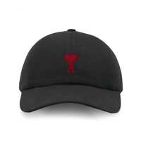 Sepci AMI Paris Black And Red Cotton AMI Paris De Coeur Baseball Cap Barbati