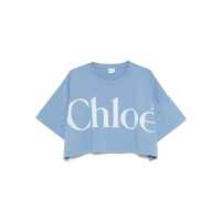 Tricouri Chloé Logo Cotton Cropped T-Shirt Femei