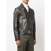 Geci biker pentru Barbati - Geci biker Golden Goose Black Biker Jacket With Notched Revers And Leopard Lining In Leather Man Black Barbati (BM 18404745) - B-mall.ro
