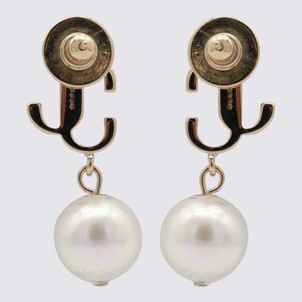 Cercei Jimmy Choo Jimmy Choo Gold Tone Brass Earrings GOLD/WHITE Femei (BM 18404991) 4
