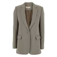 Sacouri Brown Single-Breasted Jacket With Notched Revers In Tech Fabric Woman Femei