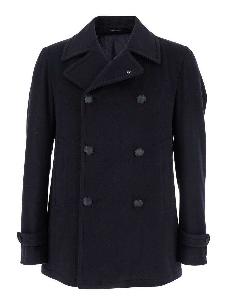 Paltoane Tagliatore Blue Double-Breasted Coat With Wide Notched Revers In Wool Blend Man BLUE Barbati (BM 18405444) 1