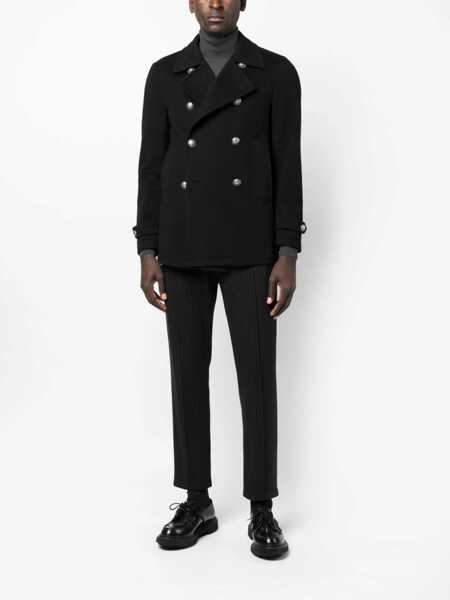 Paltoane Tagliatore Black Double-Breasted Coat With Wide Notched Revers In Wool Blend Man Black Barbati (BM 18405447) 2