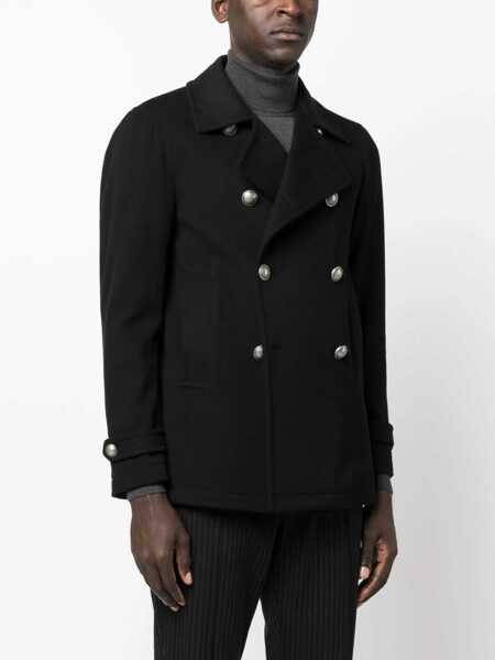 Paltoane Tagliatore Black Double-Breasted Coat With Wide Notched Revers In Wool Blend Man Black Barbati (BM 18405447) 3