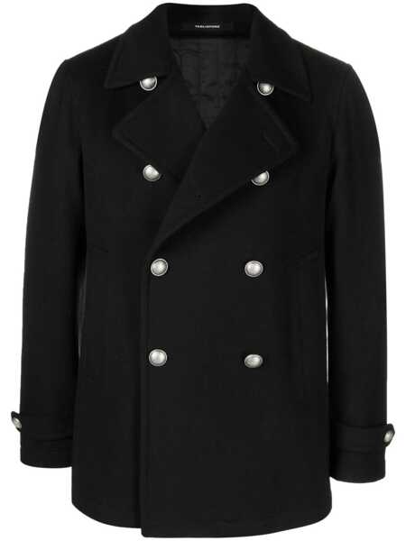 Paltoane Tagliatore Black Double-Breasted Coat With Wide Notched Revers In Wool Blend Man Black Barbati (BM 18405447) 1