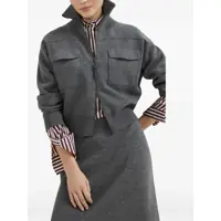 Cardigane Brunello Cucinelli Dama - Cardigane Brunello Cucinelli Brunello Cucinelli Shiny Zipper Pull Wool Cardigan GRAY Femei (BM 18405516) - B-mall.ro