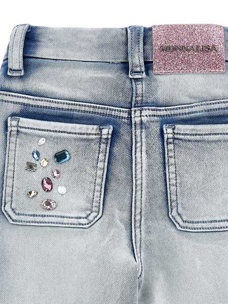 Blugi Monnalisa JEWEL DENIM STONE JEANS Gray Fete (BM 18406359) 4