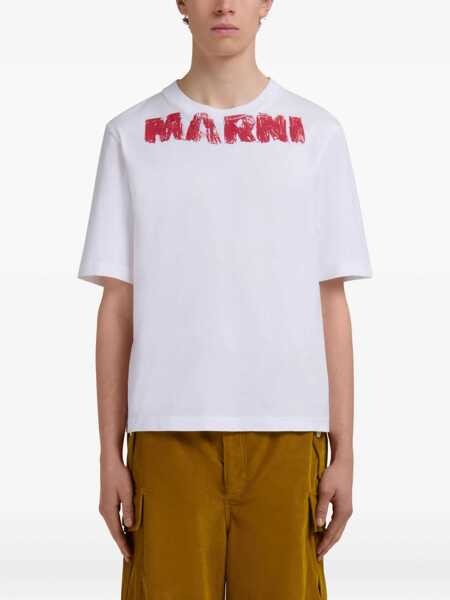 Tricouri Marni Cotton T-Shirt With Maxi Print WHITE Barbati (BM 18406957) 2