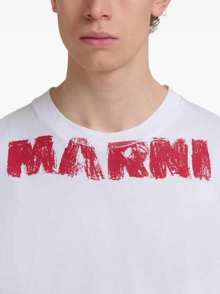 Tricouri Marni Cotton T-Shirt With Maxi Print WHITE Barbati (BM 18406957) 4