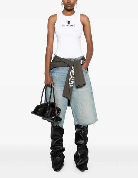 Topuri Balenciaga Logoed Top WHITE/BLACK Femei (BM 18407425) 2