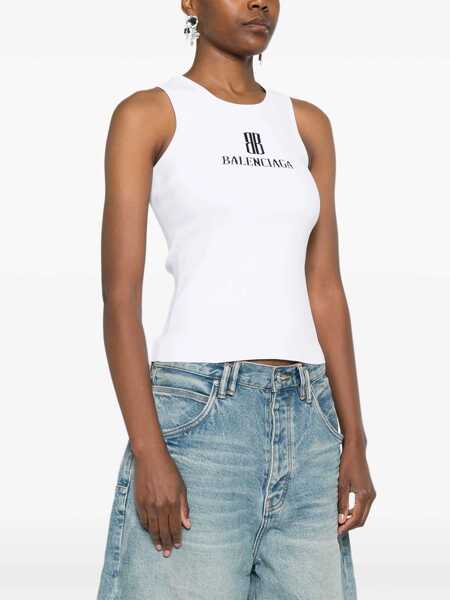 Topuri Balenciaga Logoed Top WHITE/BLACK Femei (BM 18407425) 3