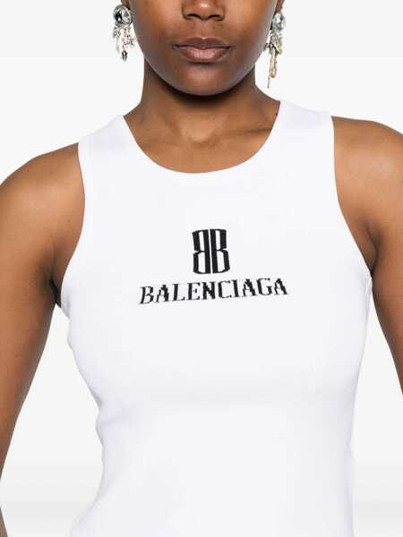 Topuri Balenciaga Logoed Top WHITE/BLACK Femei (BM 18407425) 5