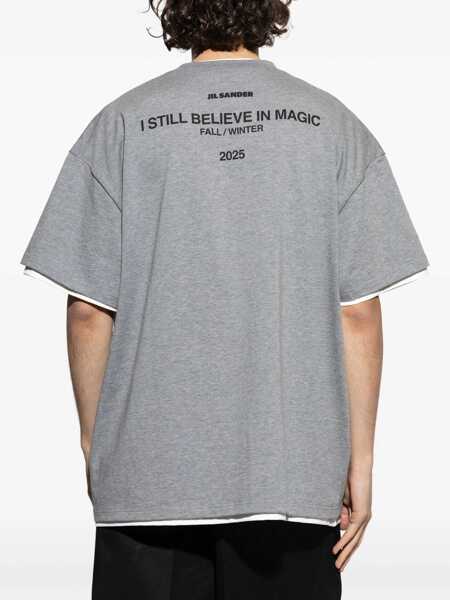 Tricouri Jil Sander Double Layer Cotton T-Shirt GREY Barbati (BM 18407626) 4