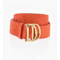 Curele Solid Color Suede Belt With Golden Dd Buckle 40Mm Femei