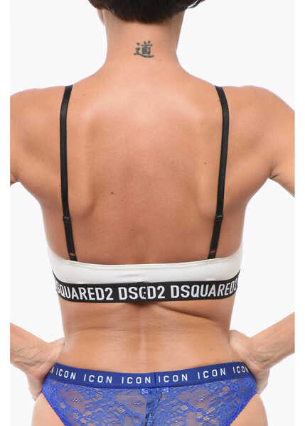 Sutiene DSQUARED2 Triangle Bra With Logoed Band Black & White Femei (BM 18407806) 2
